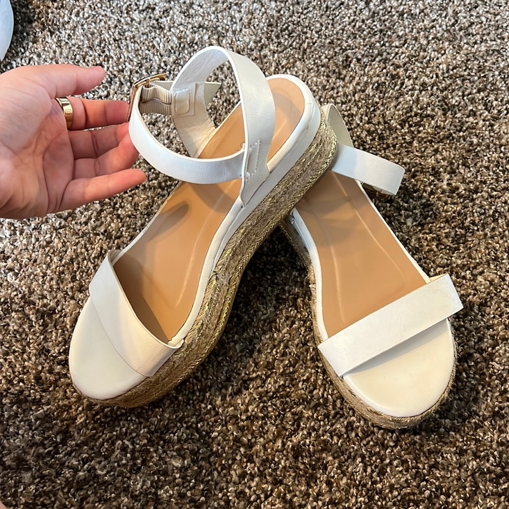 White/Gold Platform Sandals